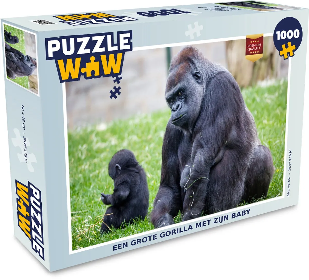 PuzzleWow Gorilla met Baby Legpuzzel 1000 Stuks - Multicolor