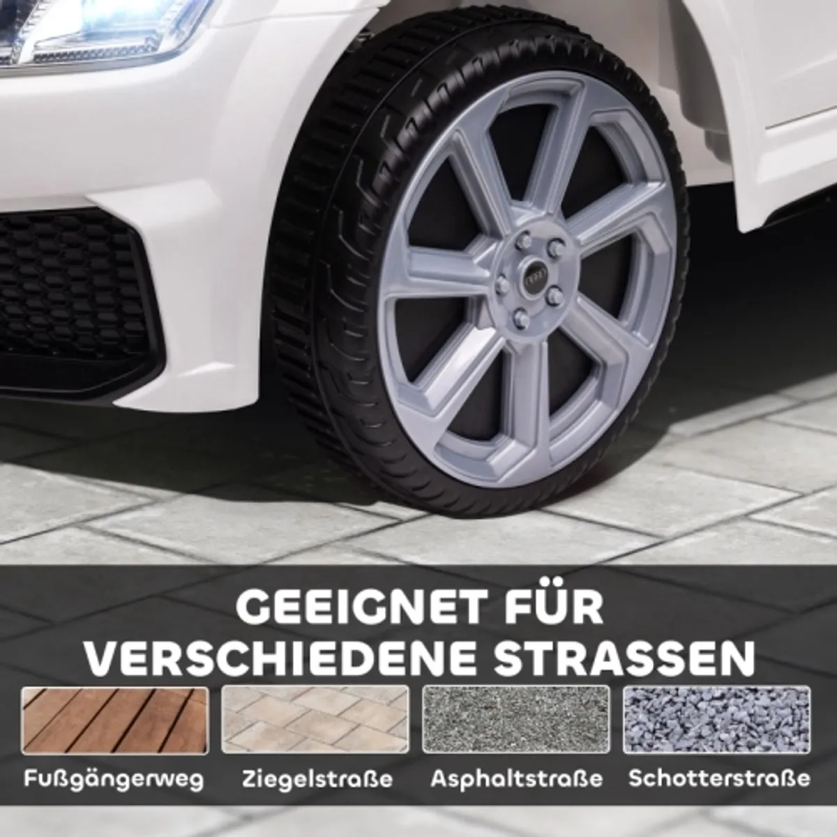 Audi TT RS Elektrische Kinderauto - Ouderbediening LED Muziek Wit