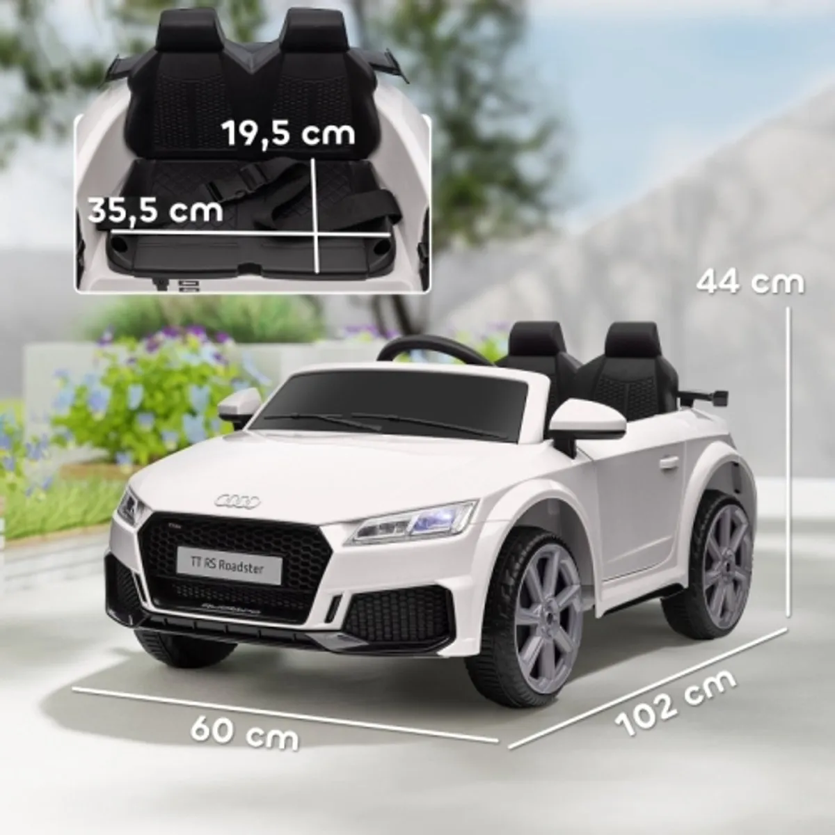 Audi TT RS Elektrische Kinderauto - Ouderbediening LED Muziek Wit