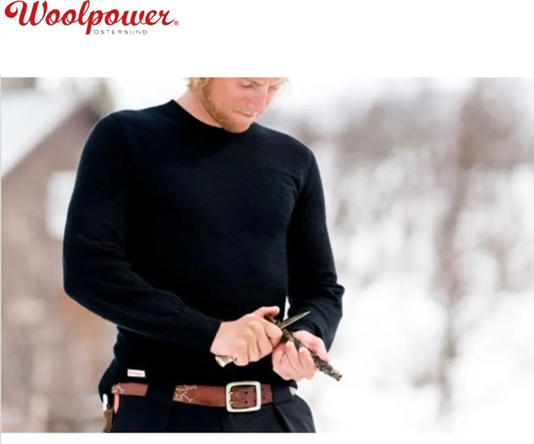 Woolpower Merino Base Layer Crewneck 200 - Zwart - afbeelding 2 van 6