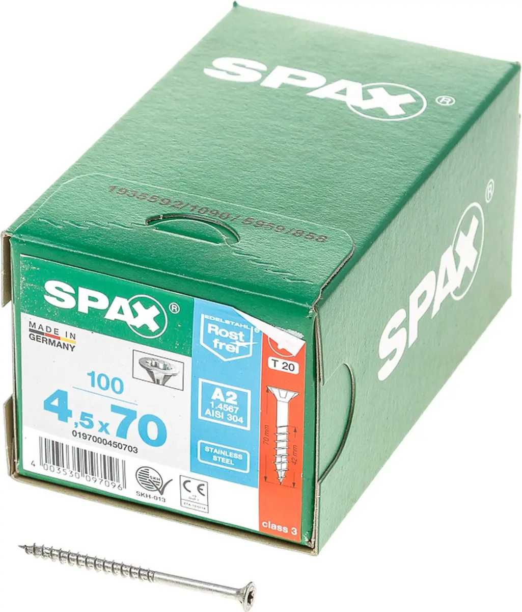 Spax PK T20 RVS DD 4.5x70 - 100 Stuks - afbeelding 3 van 3