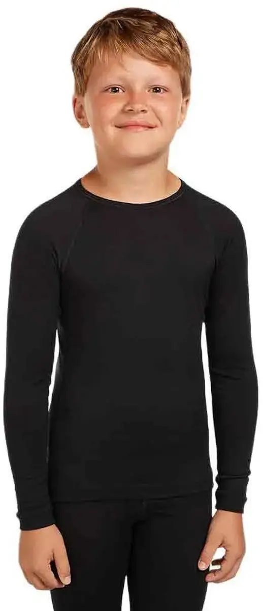 Icebreaker Kids 200 Oasis LS Crewe Thermokleding 8 - Zwart
