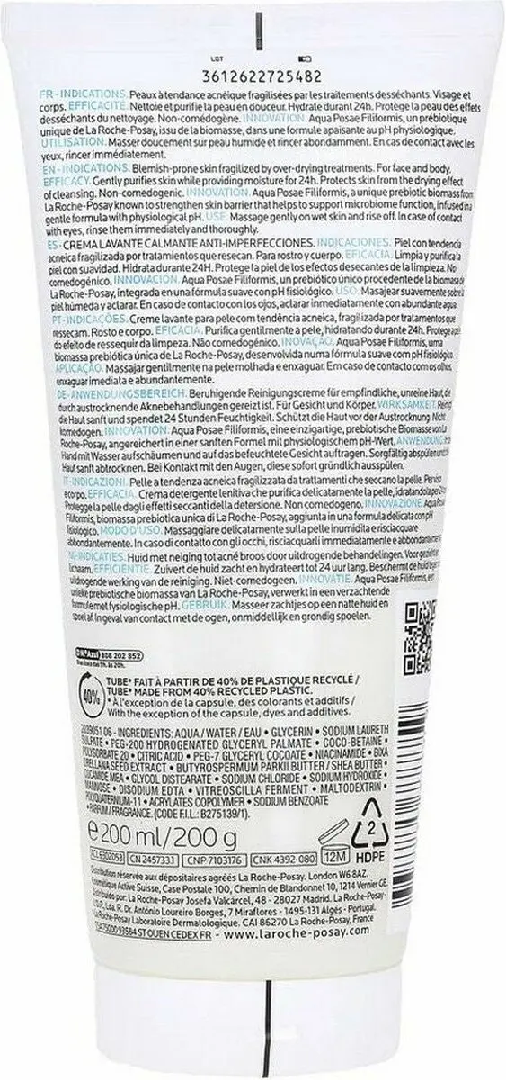 La Roche-Posay Effaclar H Iso-Biome Hydraterende Reinigingscrème 200ml