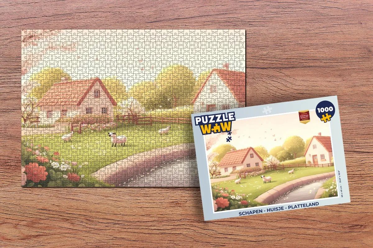 PuzzleWow Platteland Legpuzzel 1000 Stuks - Huisjes