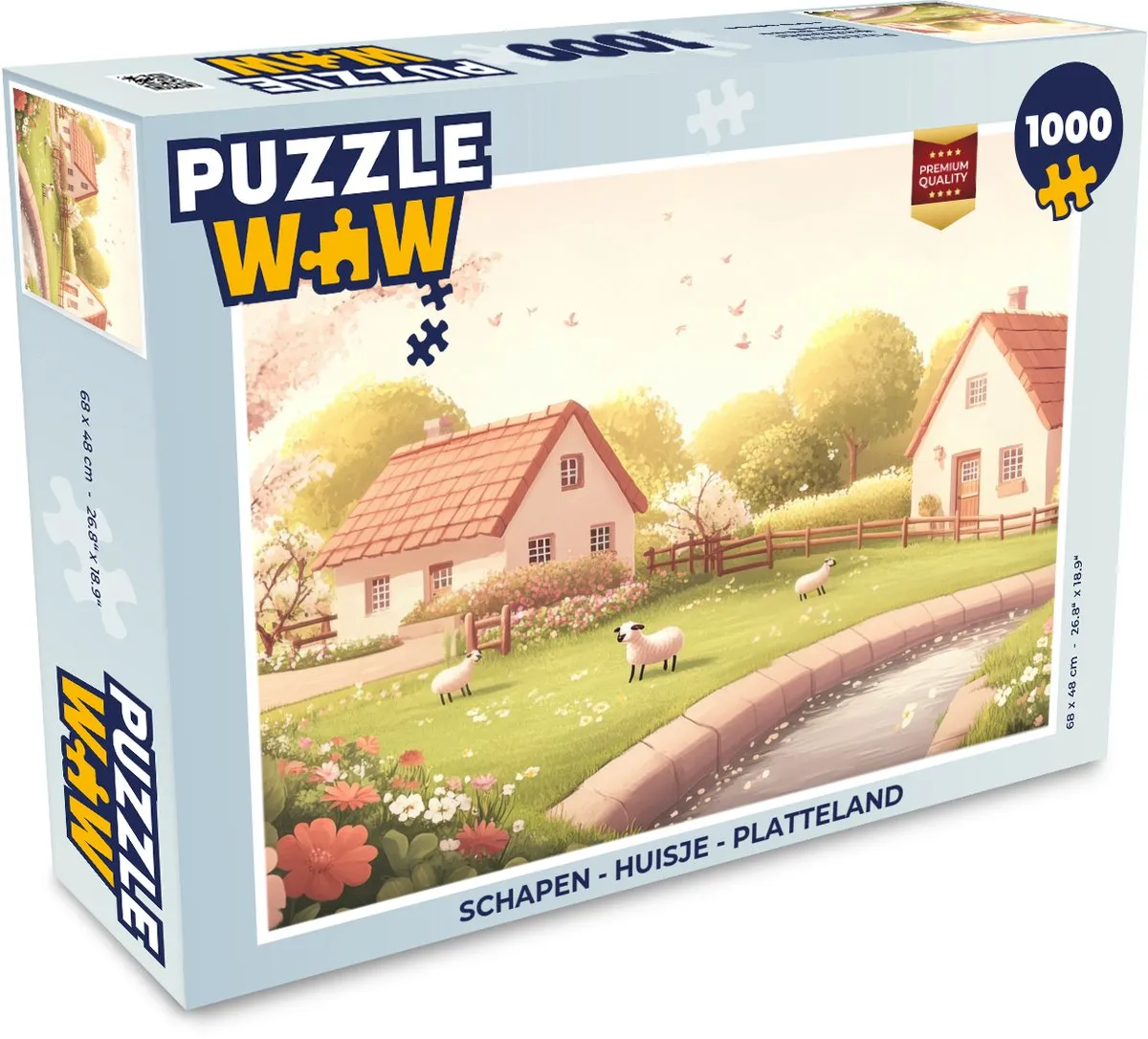 PuzzleWow Platteland Legpuzzel 1000 Stuks - Huisjes
