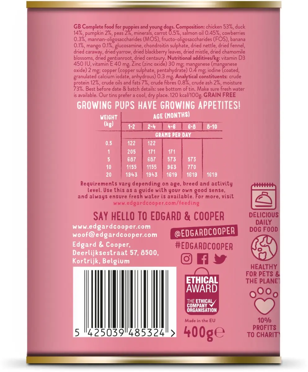 Edgard & Cooper Eend & Kip Blik Hondenvoer 400g