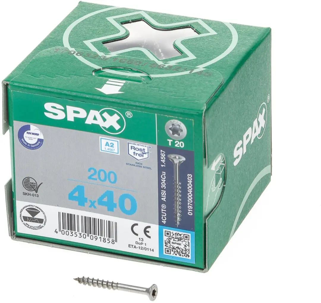 Spax Torx RVS Spaanplaatschroef 4.0 x 40mm