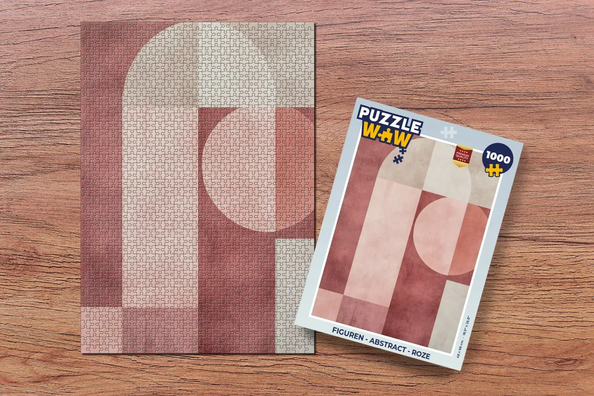 PuzzleWow Abstract Legpuzzel 1000 Stuks - Roze Geometrisch