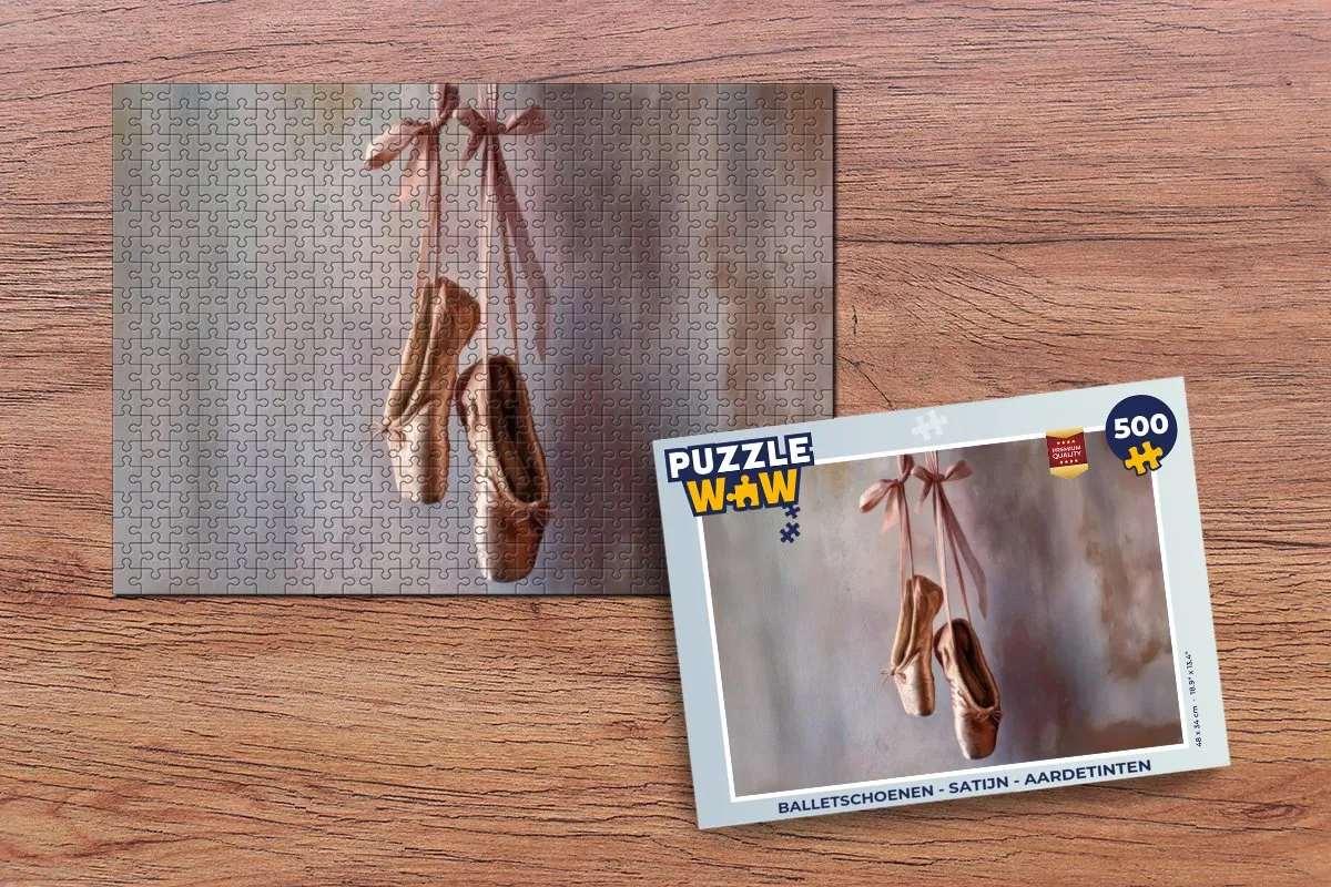 PuzzleWow Balletschoenen Puzzel 500 Stuks - Satijn - Aardetinten