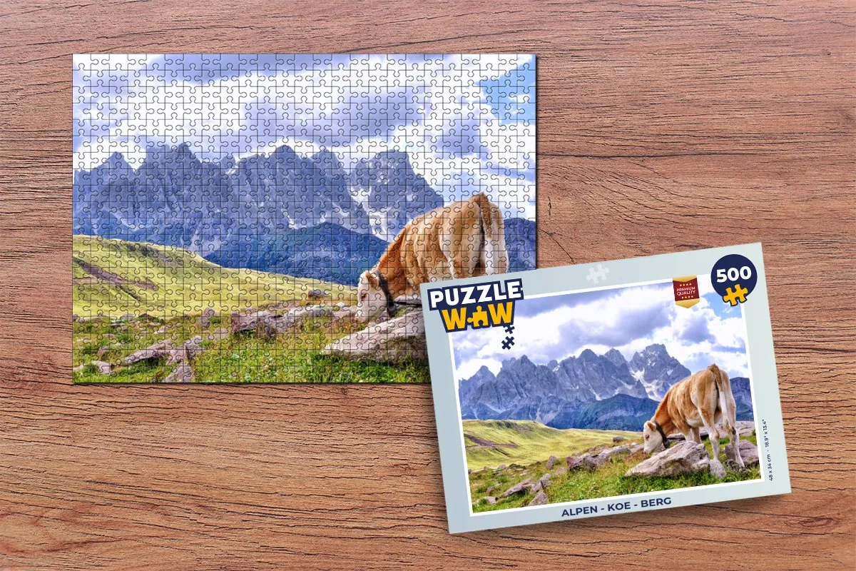 PuzzleWow Alpen Koe Berg Legpuzzel 500 Stuks - Multicolor