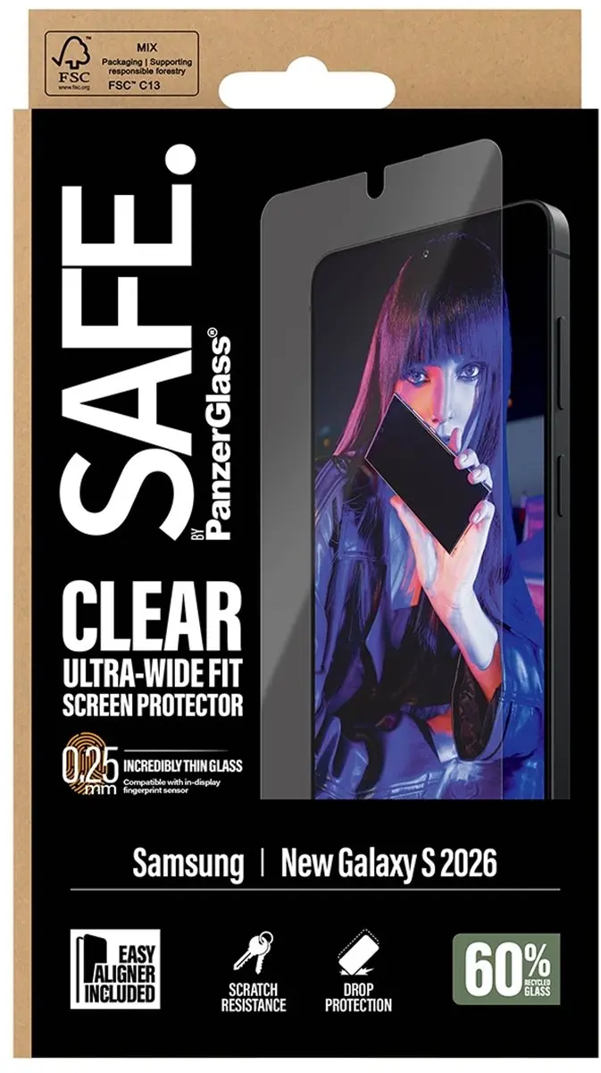 PanzerGlass SAFE Ultra-Wide-Fit Screenprotector S26 - Case Friendly - afbeelding 4 van 6