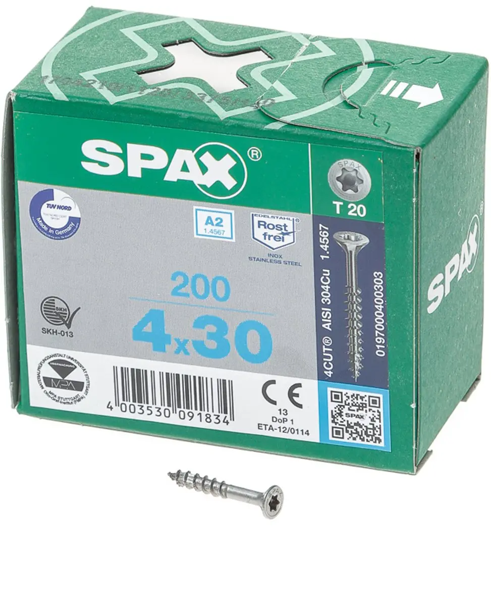 Spax Spaanplaatschroef RVS Torx 4.0 x 30