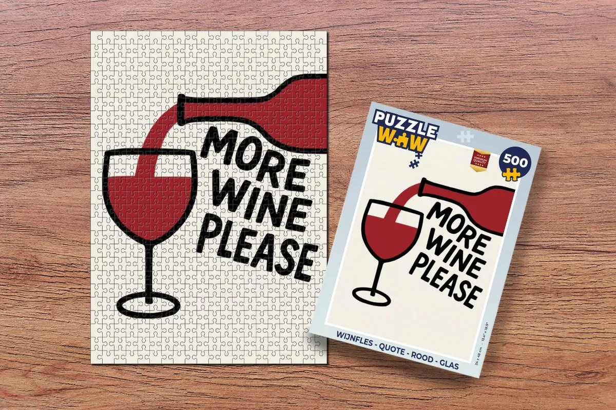 PuzzleWow Wijnfles Quote Legpuzzel 500 Stuks - Glas - Rood