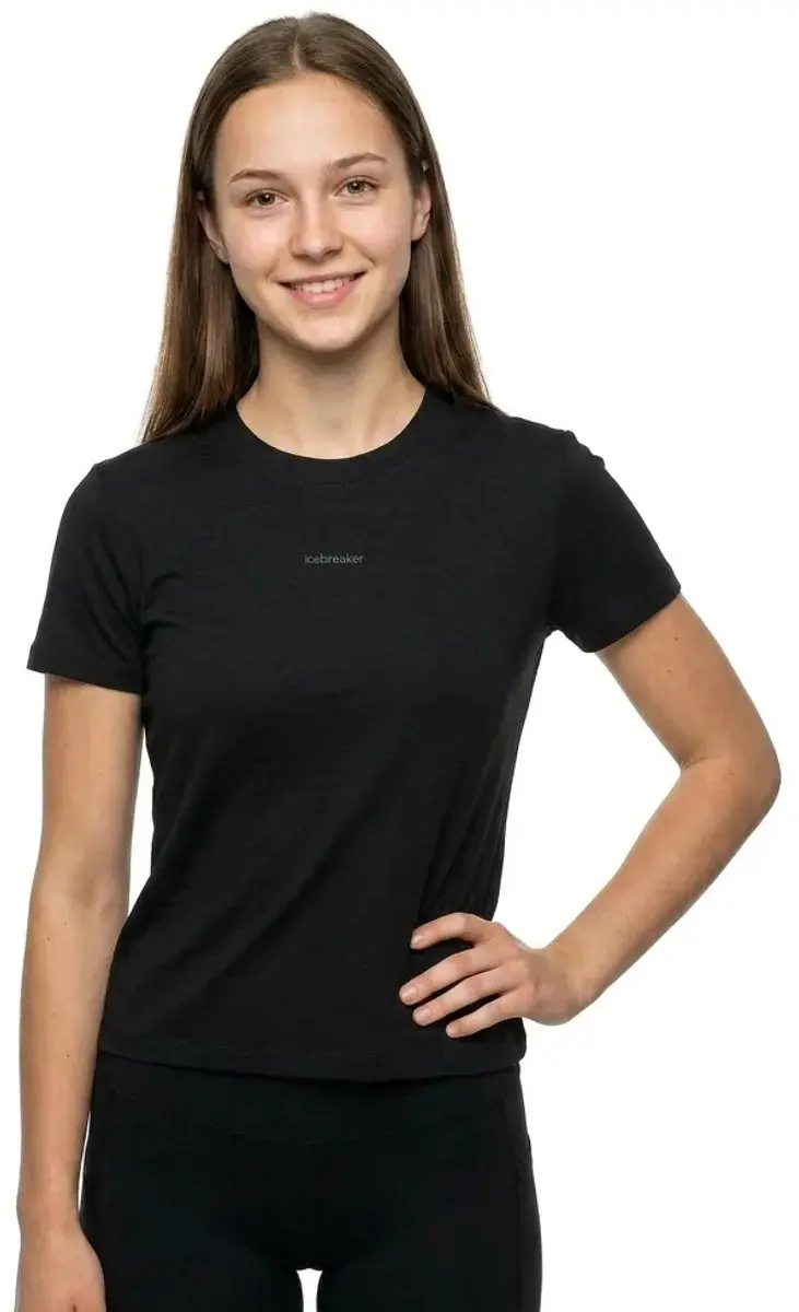 Icebreaker Merino 150 Tech Lite Iii Crop T-shirt Met Korte Mouwen Zwart L Vrouw