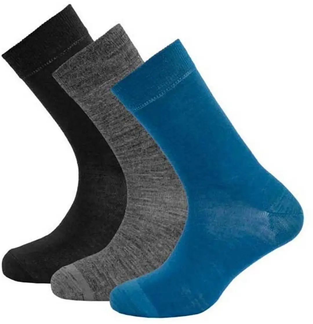 Devold Of Norway Daily Merino Light Lange Sokken 3 Paren Blauw,Zwart,Grijs EU 36