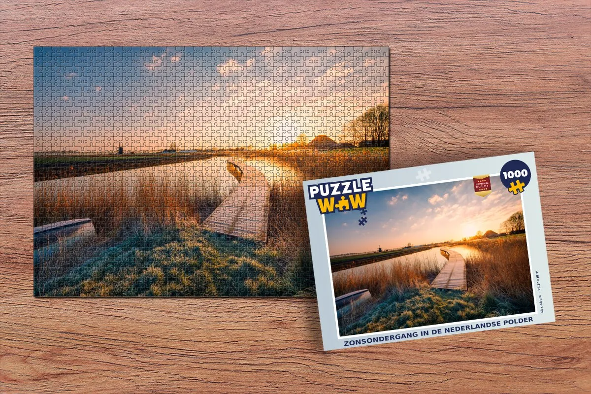 PuzzleWow Zonsondergang in de Nederlandse Polder Legpuzzel 1000 Stuks - Multicolor