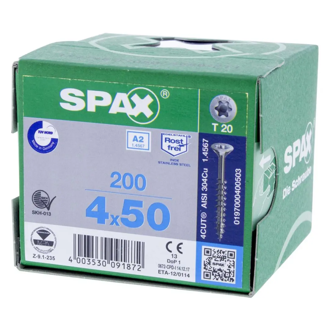 Spax RVS Torx 4.0x50 Spaanplaatschroef - 200 Stuks - afbeelding 4 van 6