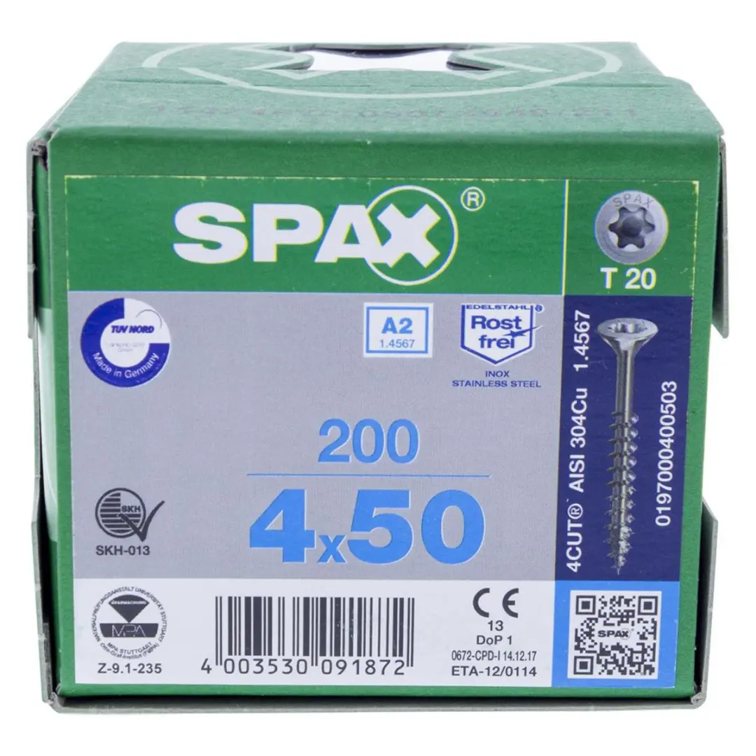 Spax RVS Torx 4.0x50 Spaanplaatschroef - 200 Stuks - afbeelding 2 van 6