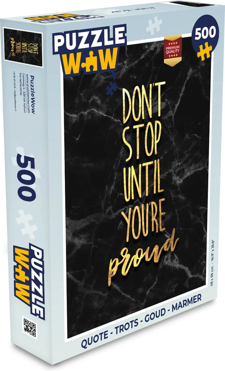PuzzleWow Quote Trots Marmer Legpuzzel 500 Stuks - Multicolor