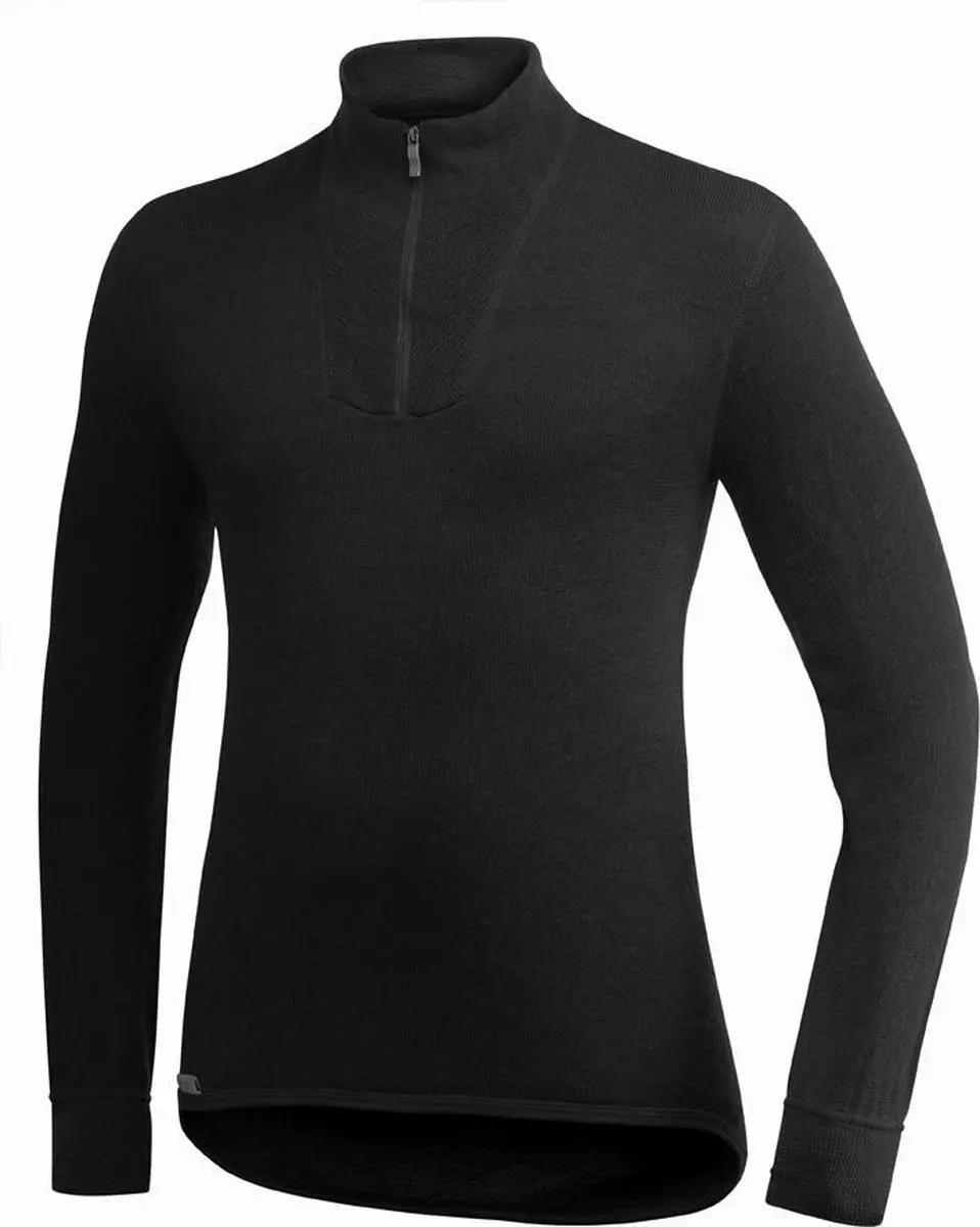 Woolpower Zip Turtleneck 200 merino ondergoed zwart Maat XS