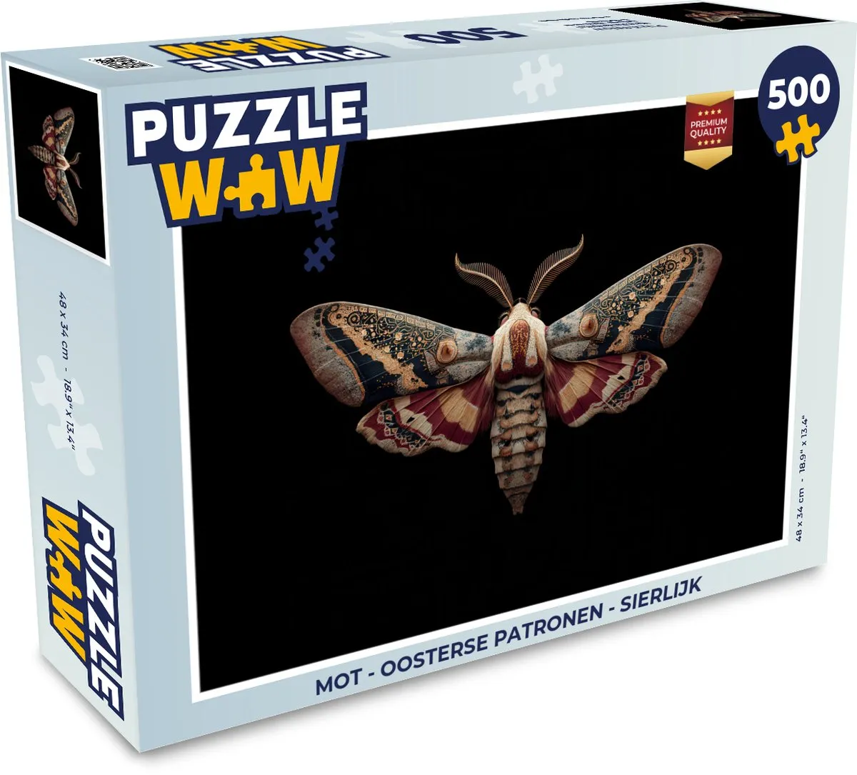 PuzzleWow Mot Oosterse Patronen Legpuzzel 500 Stuks - 8721414234608