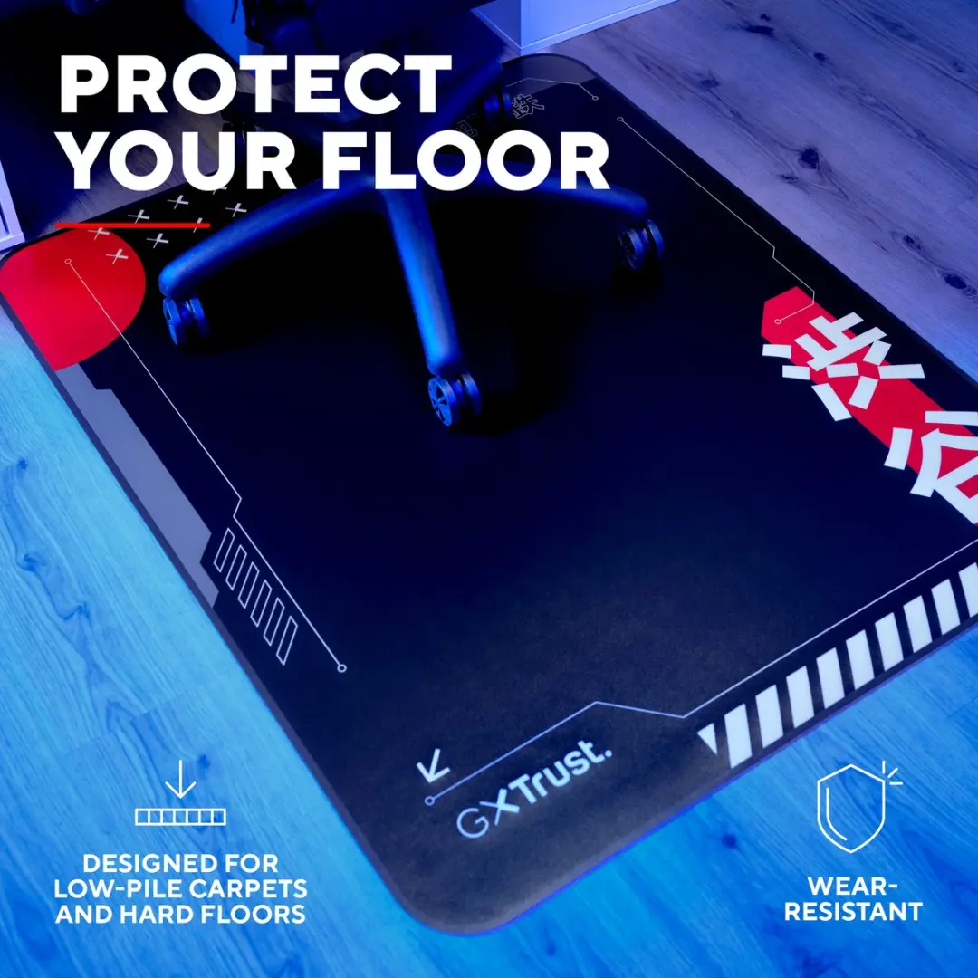 Trust GXT 715 Gaming Vloermat 99x120cm - Zwart/Rood - afbeelding 5 van 5