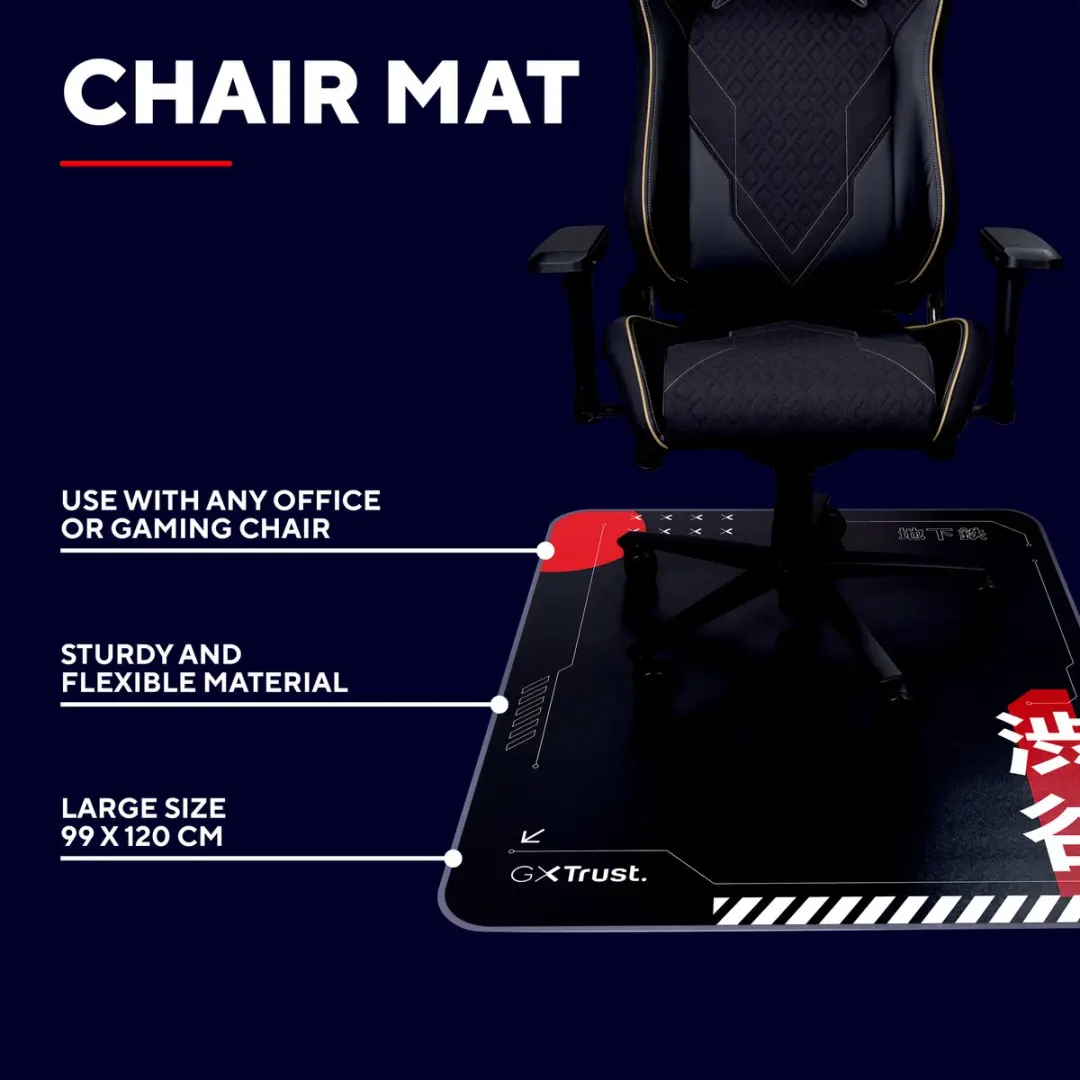 Trust GXT 715 Gaming Vloermat 99x120cm - Zwart/Rood - afbeelding 4 van 5