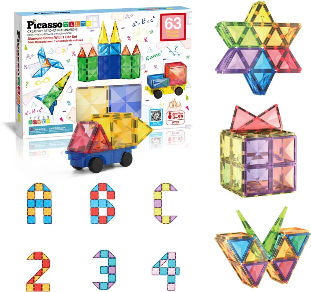 Tactic Picasso Tiles Diamond Series Magnetische Tegels 63-delig - Multikleur