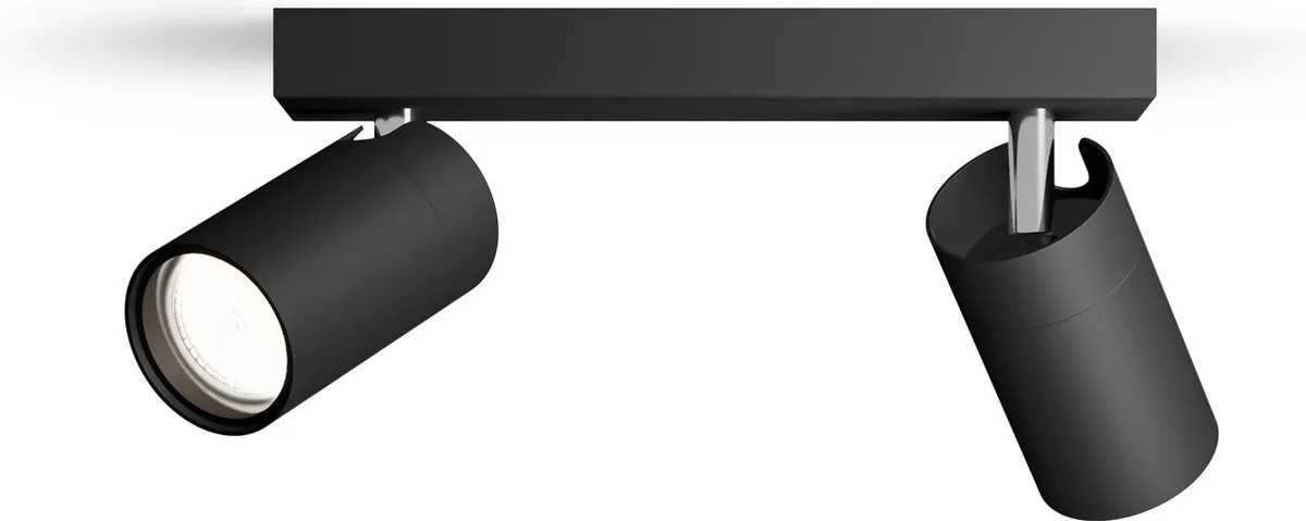 Philips Idris Opbouwspot Zwart - 2x GU10 4,6W Warmwit