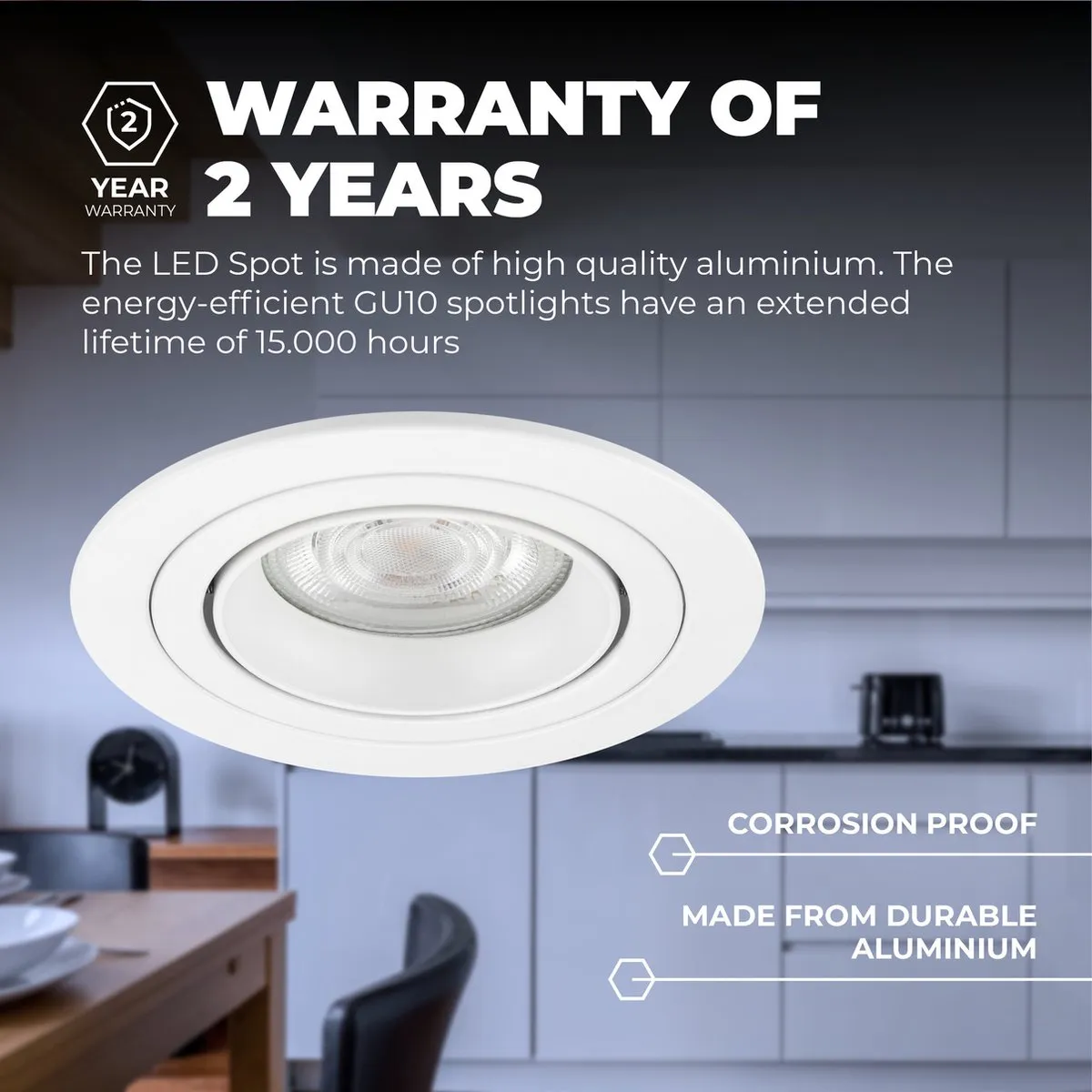 LEDVION Tokyo LED Inbouwspot 3W - Wit - 6500K - Ø92mm