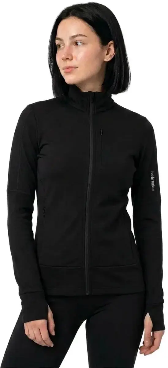 Icebreaker Merino 260 Quantum IV LS Zip Vest - Dames M - Zwart