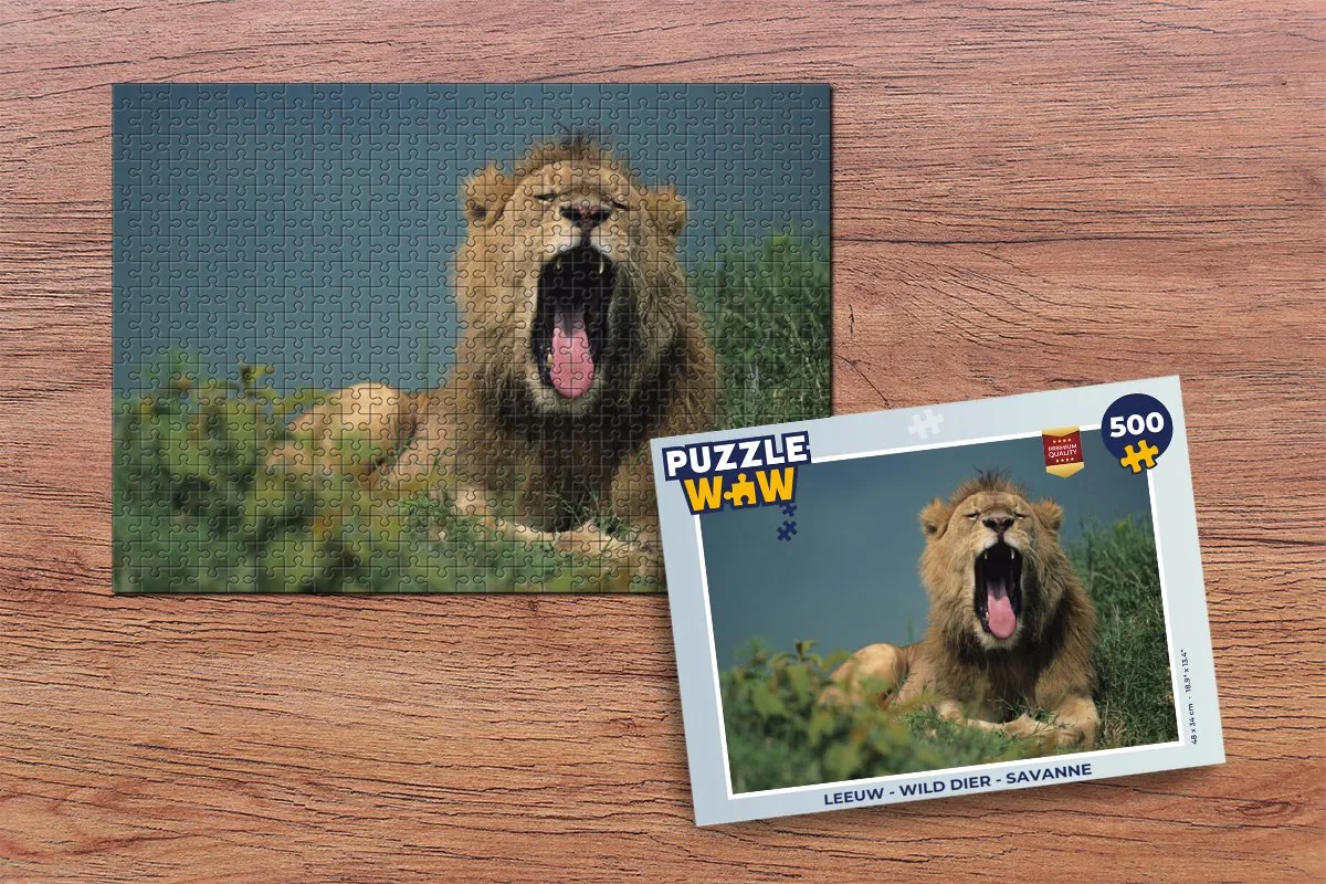 PuzzleWow Leeuw Savanne Legpuzzel 500 Stuks - Multicolor