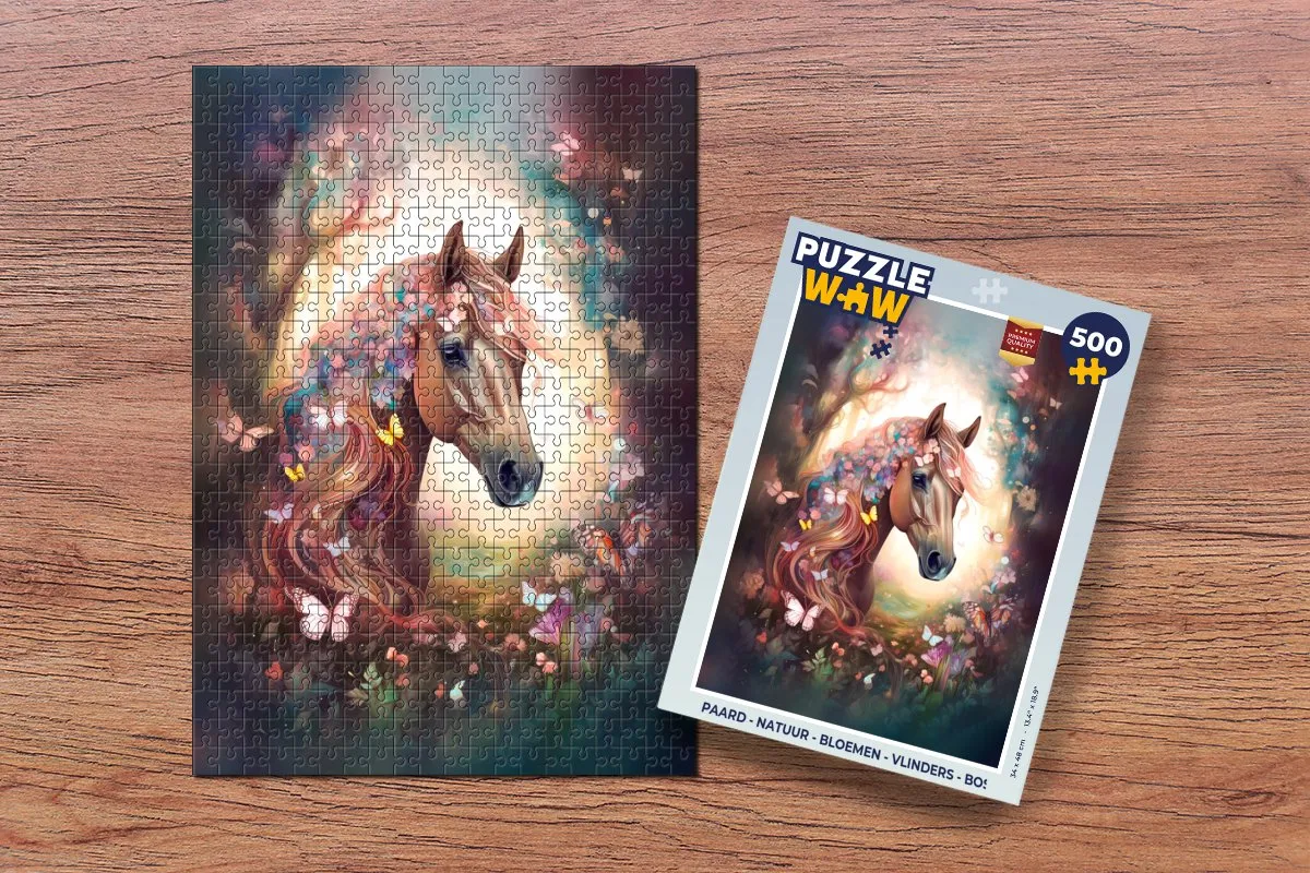 PuzzleWow Natuur Bloemen Vlinders Bos Legpuzzel 500 Stuks - Multicolor
