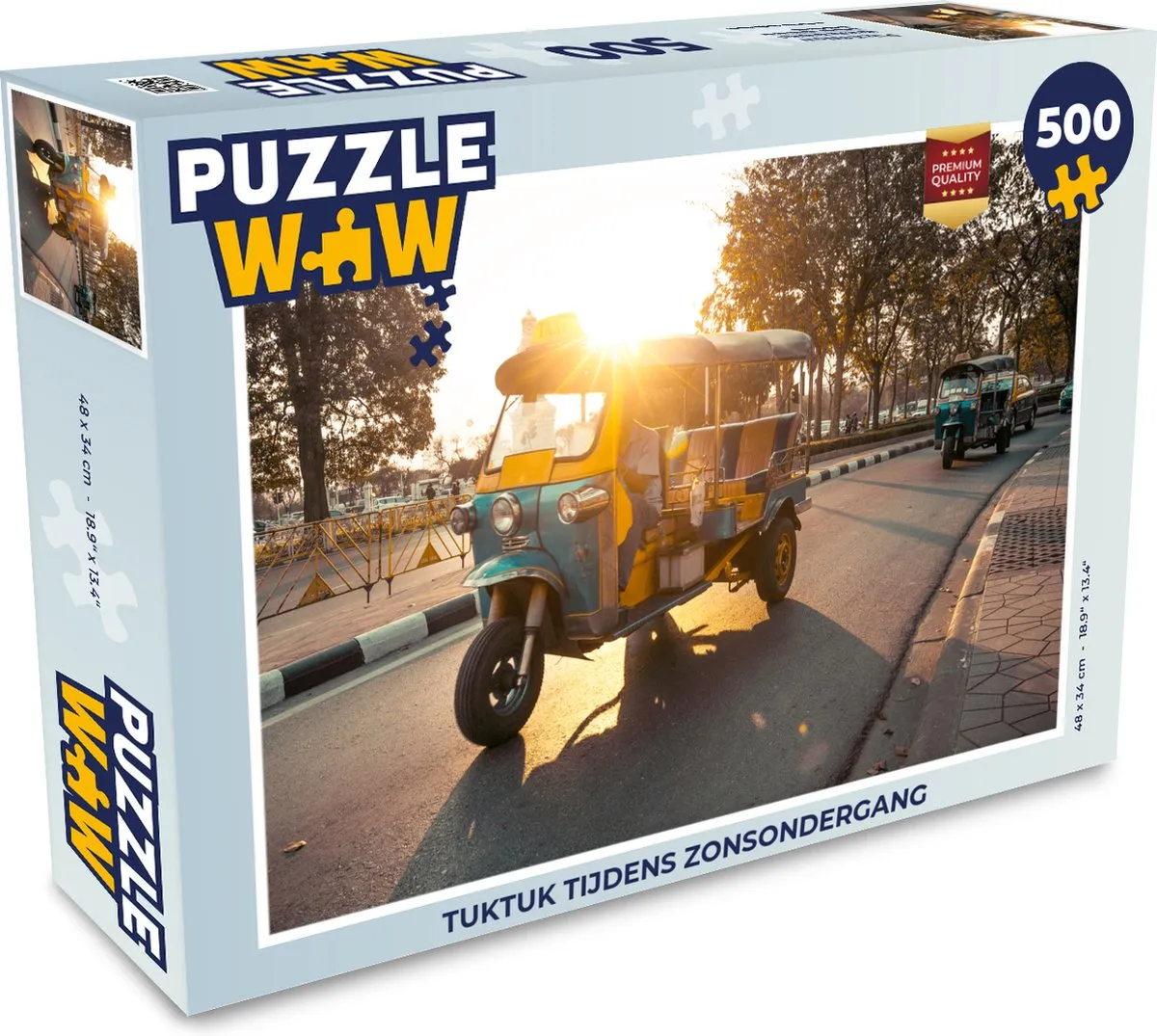 PuzzleWow Tuktuk tijdens zonsondergang Legpuzzel 500 Stuks - Multicolor