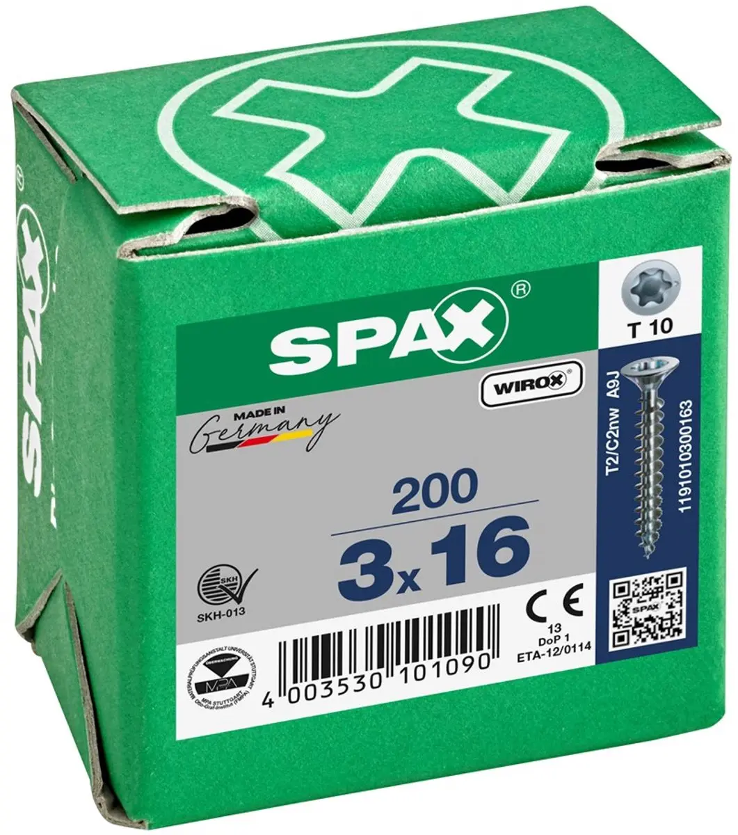 Spax WIROX Torx 10 Platkop Schroeven 3x16mm - 200 Stuks - afbeelding 5 van 6