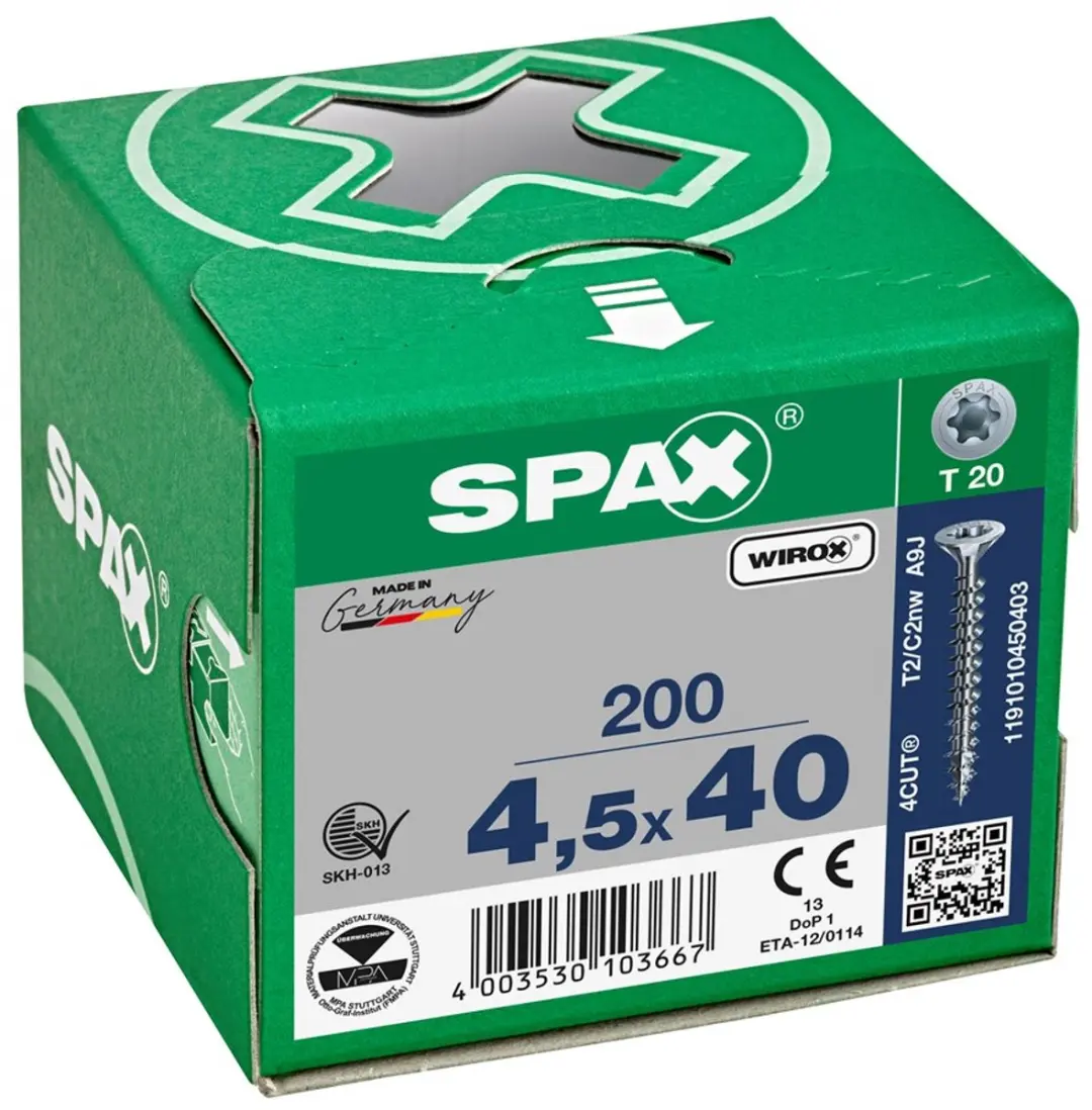 Spax Torx 4.5x40 Spaanplaatschroef Verzinkt - 200 Stuks - afbeelding 5 van 6