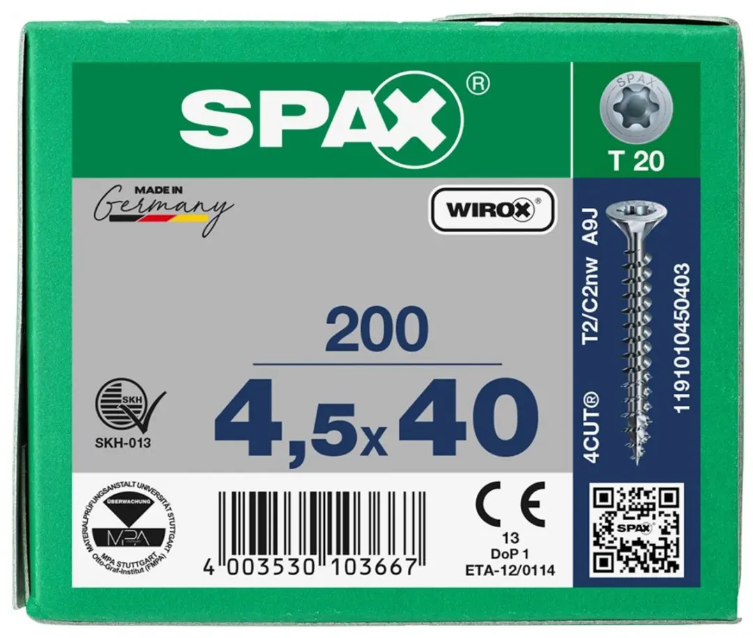 Spax Torx 4.5x40 Spaanplaatschroef Verzinkt - 200 Stuks - afbeelding 6 van 6
