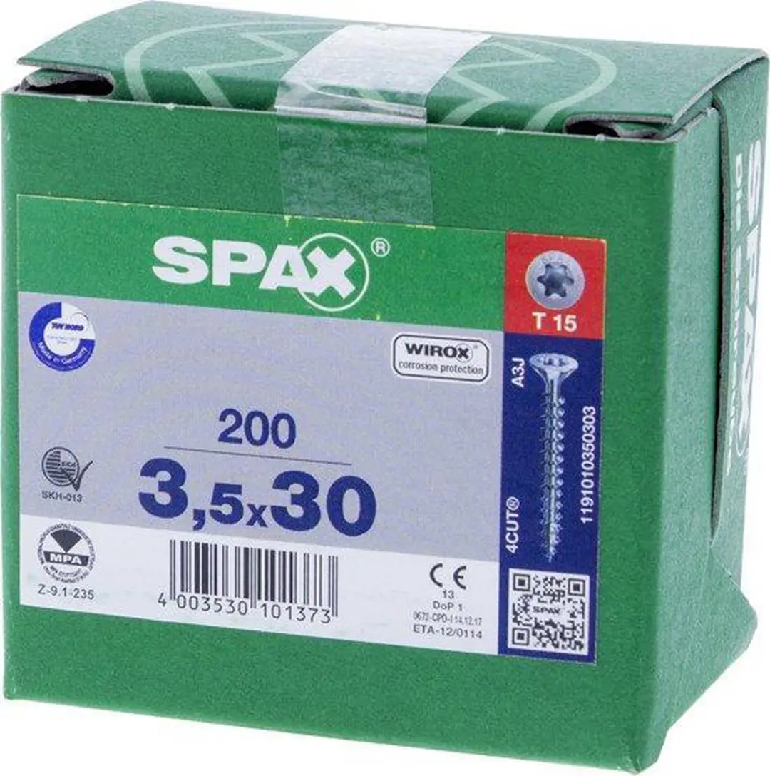 Spax Spaanplaatschroef Torx 4x40mm Verzinkt - 200 Stuks - afbeelding 4 van 6
