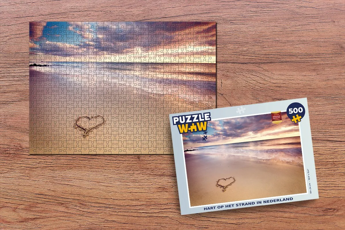 PuzzleWow Legpuzzel Hart op het strand 500 Stuks - Multicolor