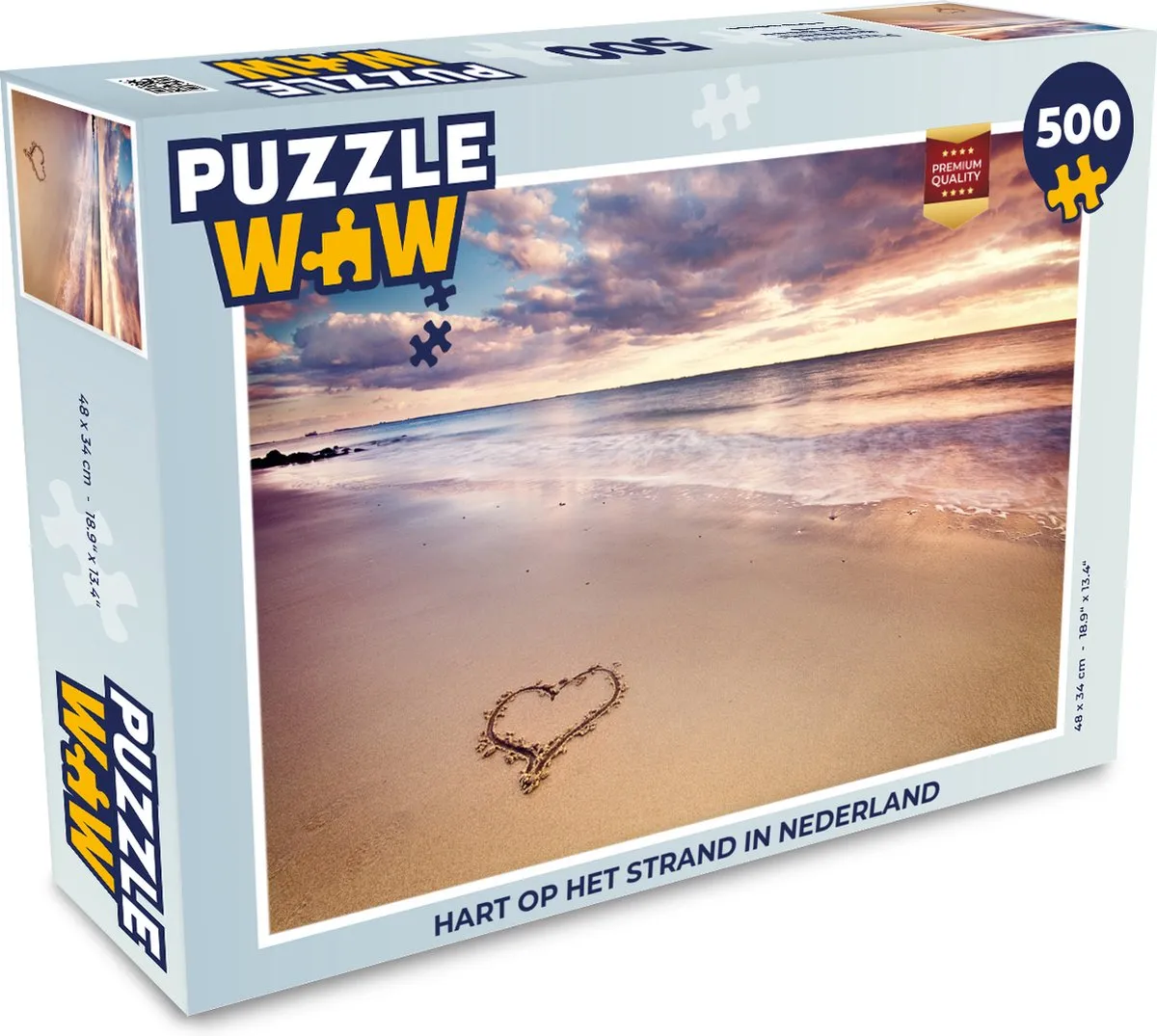PuzzleWow Legpuzzel Hart op het strand 500 Stuks - Multicolor