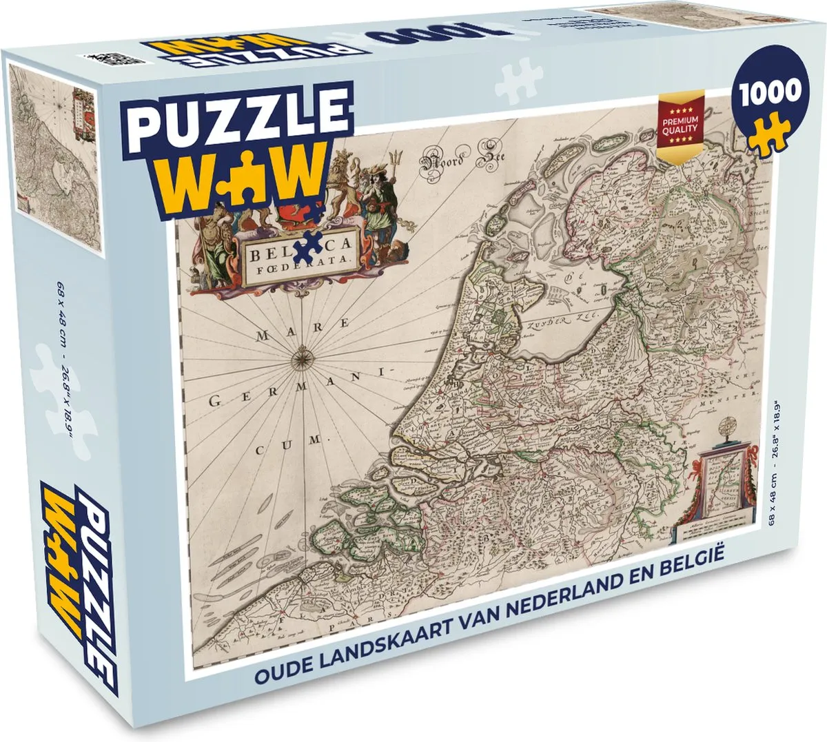 PuzzleWow Oude Kaart Nederland Legpuzzel 1000 Stuks - Multicolor