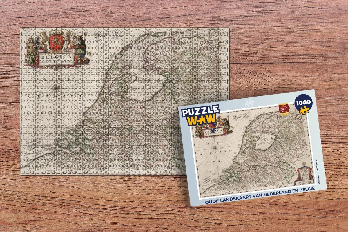 PuzzleWow Oude Kaart Nederland Legpuzzel 1000 Stuks - Multicolor