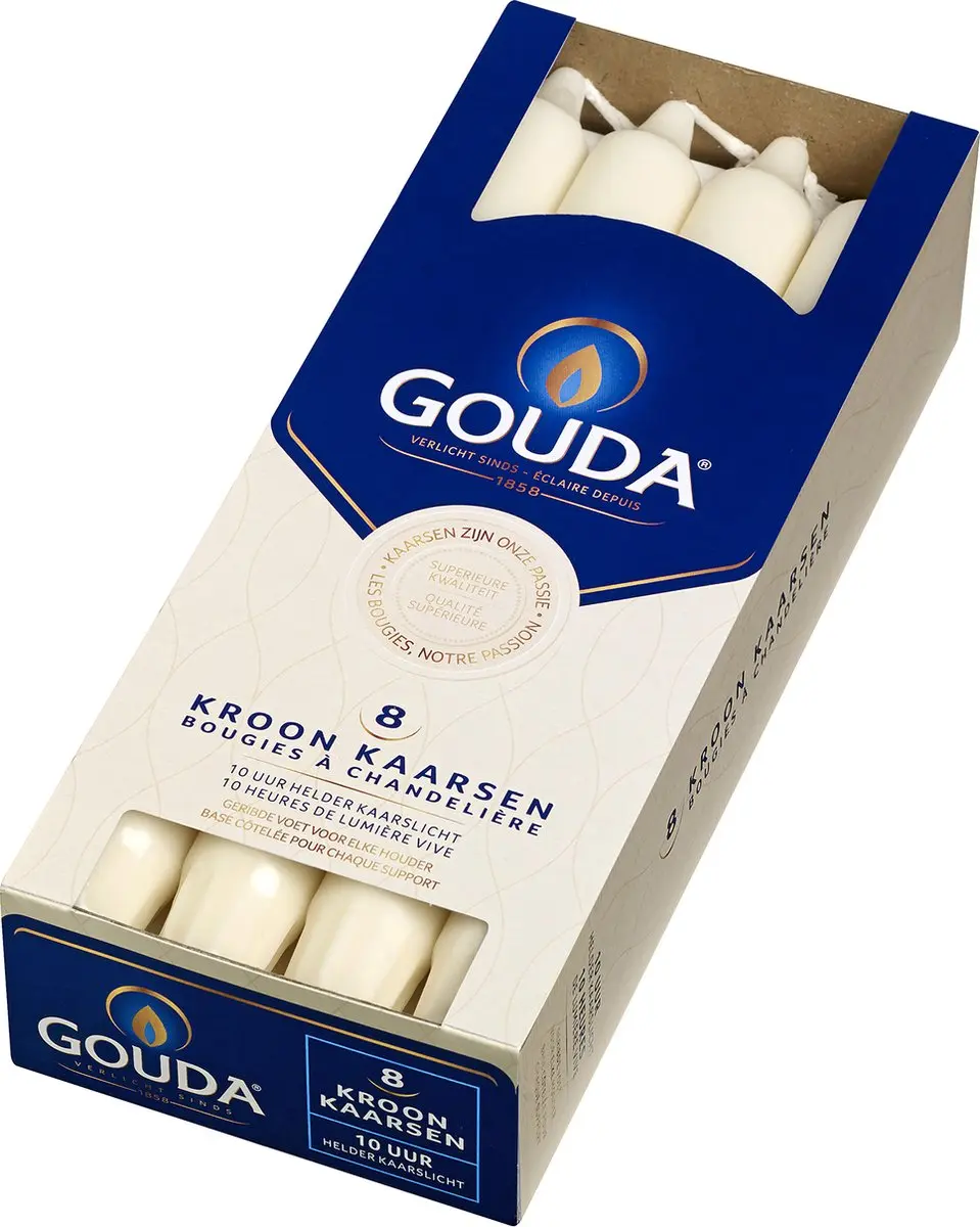 Gouda Dinerkaarsen Ivoor 24cm - 8 Stuks - afbeelding 6 van 6