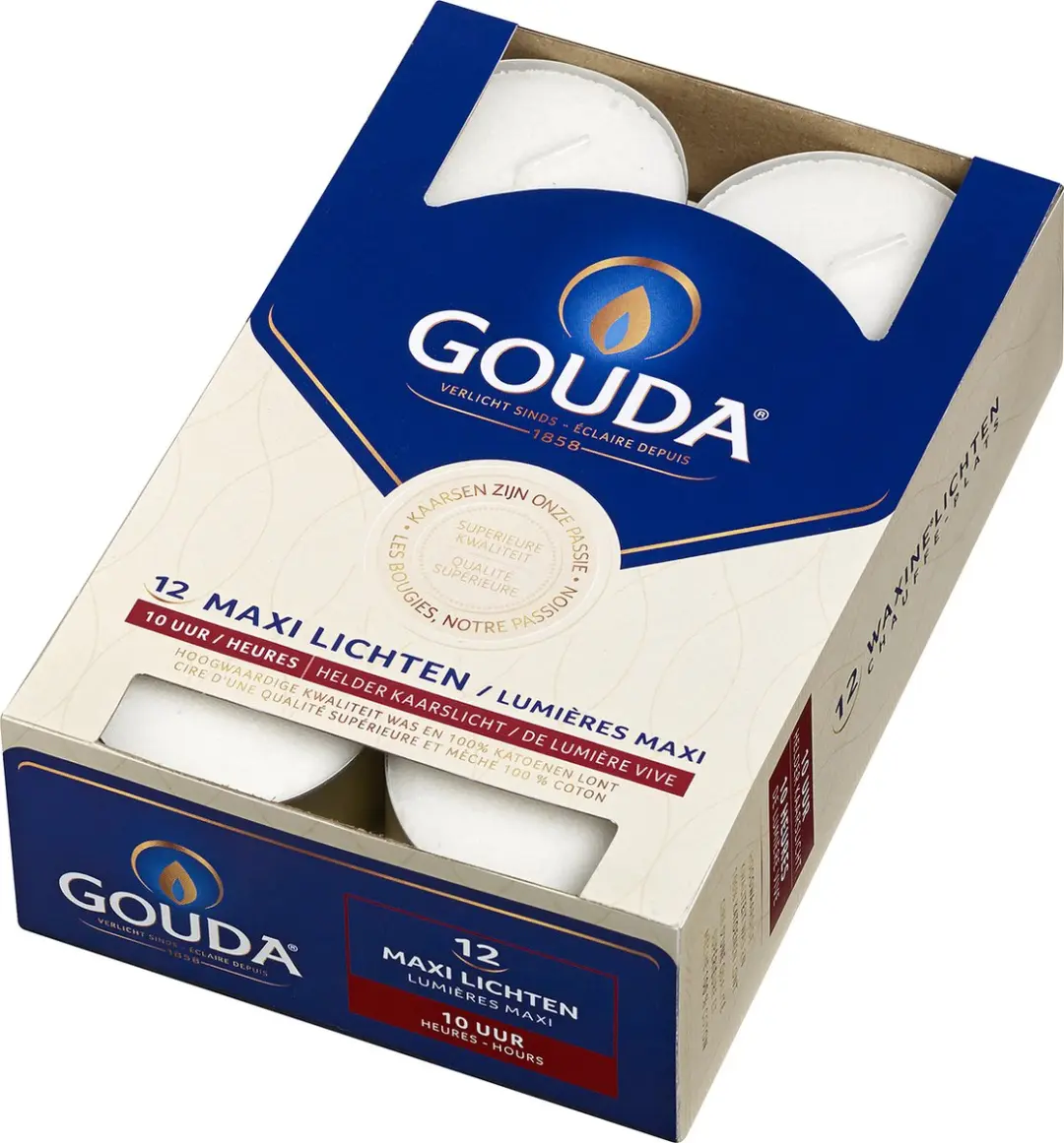 Gouda Waxinelichtjes Wit - 12 Stuks - afbeelding 2 van 2