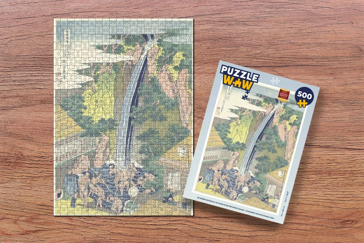 PuzzleWow Hokusai Waterval Oyama Legpuzzel 500 Stuks - Multicolor