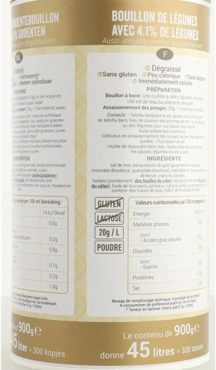 Sublimix Tellofix Gold Groentebouillon 900g - afbeelding 2 van 6