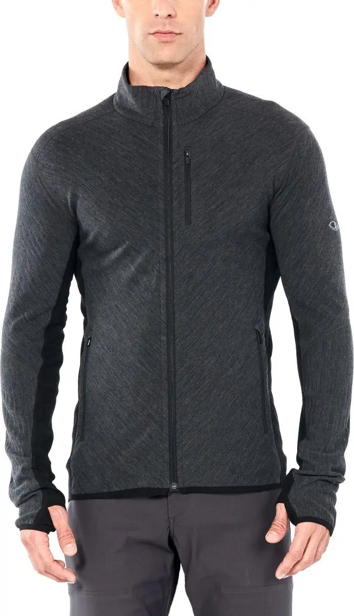Icebreaker Descender Longsleeve met Doorlopende rits Heren, grijs Maat S