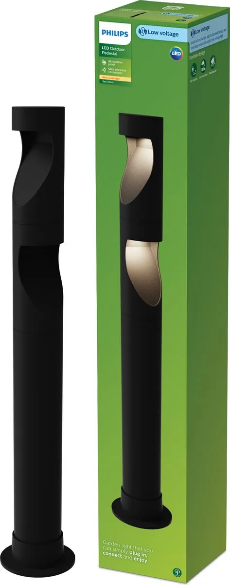 Philips Desi GardenLink - Sokkellamp - 24V - Warm wit licht; 2700K - Zwart - Tuinpadverlichting