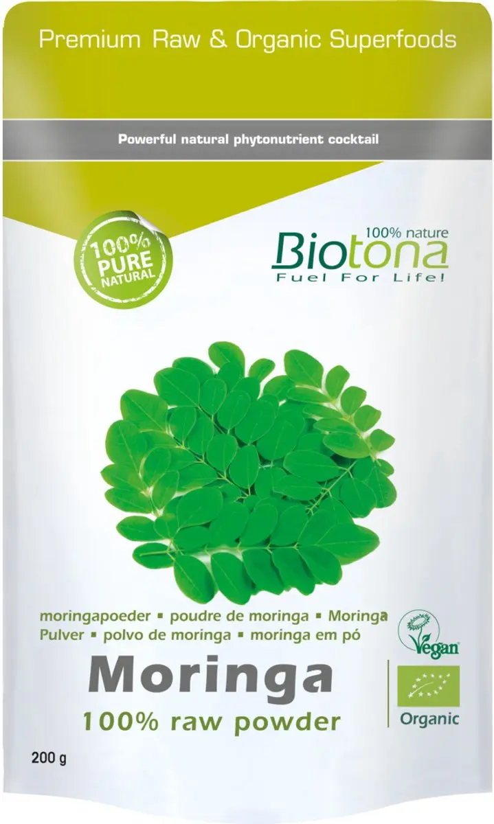 Biotona Moringa Raw Powder Bio 200g - afbeelding 4 van 4