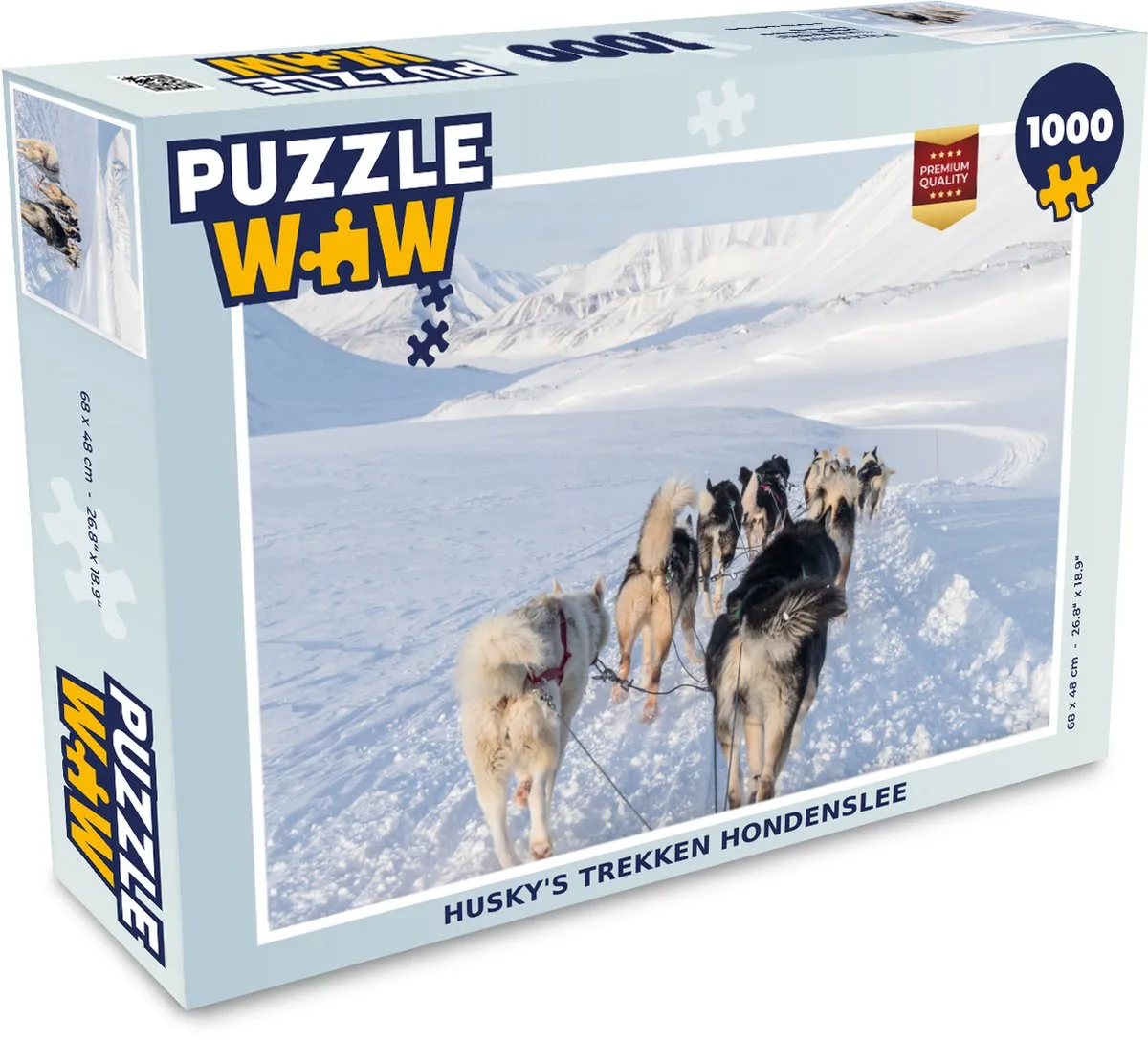 PuzzleWow Husky's Trekken Hondenslee Legpuzzel 1000 Stuks - Multicolor